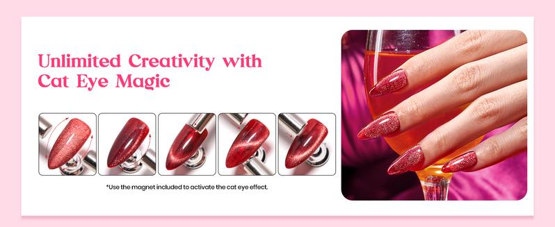 【Exclusive to TikTok】Beetles HEARTBEAT Gel Nail Polish Set,Glitter Pearl Gel Cat Eye diy salon nails at home gift Cosmetic Manicure Cutics Fall Nail Halloween Nail Black Friday Winter Nail Christmas Gift