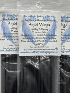 Blue Butterfly Healing & Organics, Angel Wings Hand Made Heavenly Incense, Uplifting & Calming, Hand Made, Natural Non-Toxic Charcoal, 25 Count