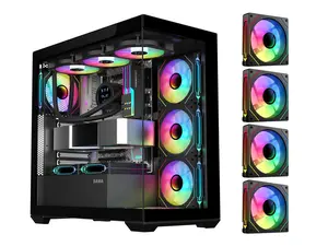 SAMA SV01 Mid Tower ATX Gaming PC Computer Case Black, 4 Addressable RGB Fans Pre-Installed, Tempered Glass Side Panel, Back Plug Motherboard Design