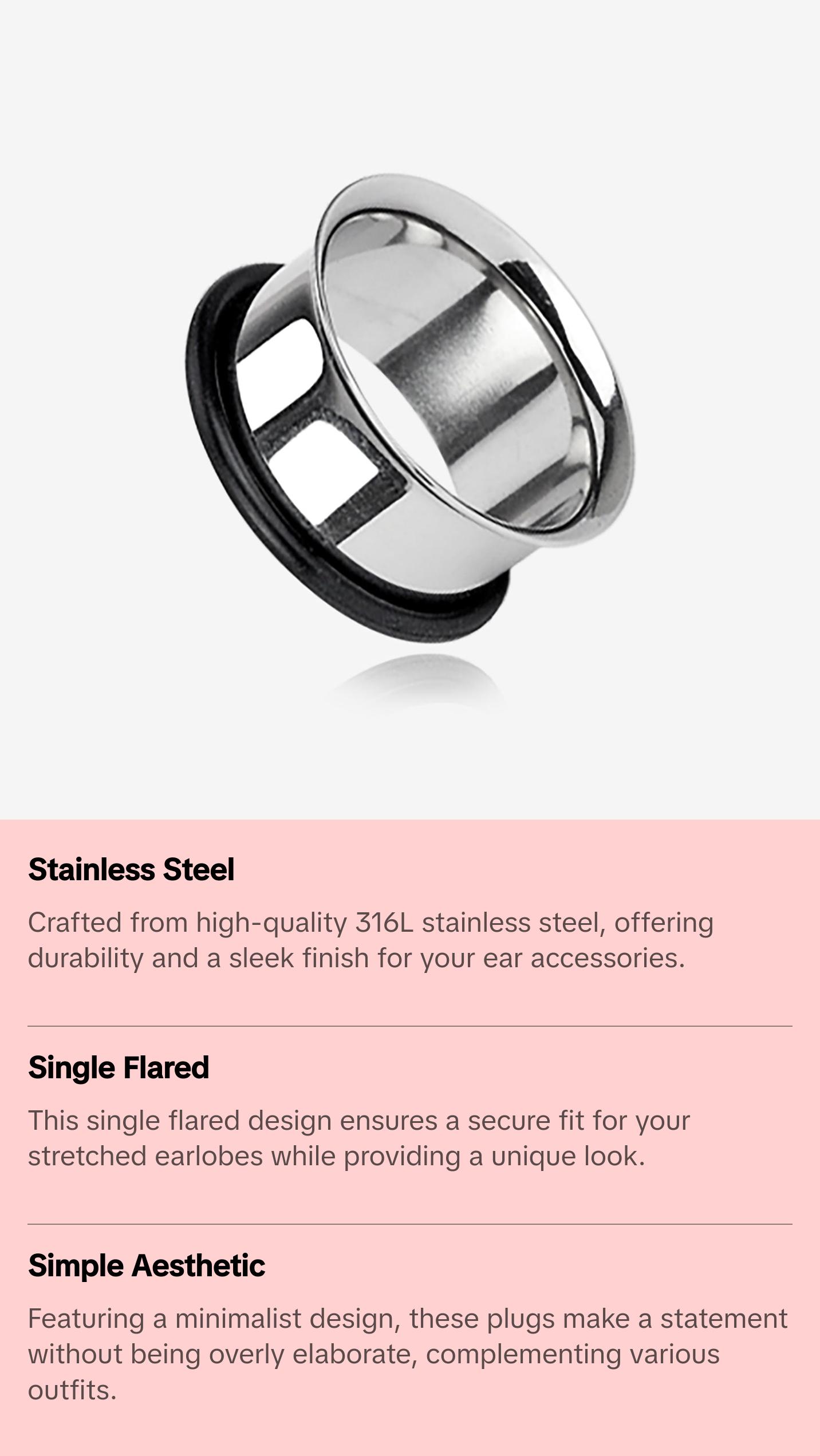 A Pair of Steel Basic Single Flared Ear Gauge Tunnel Plug