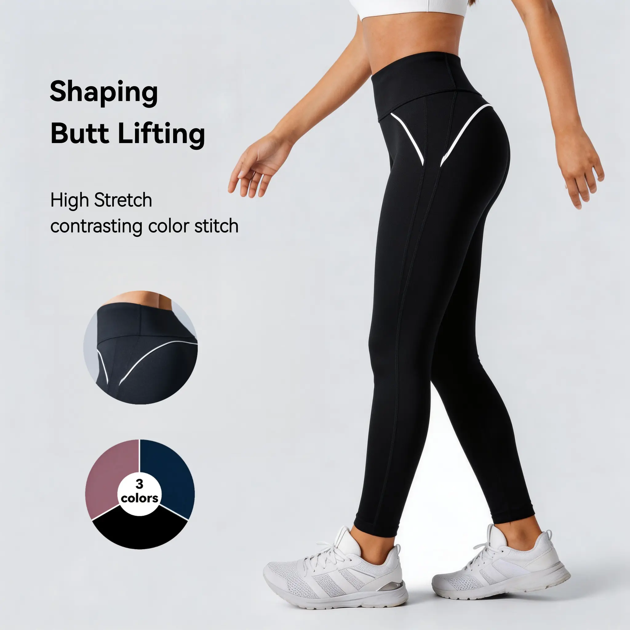 Women's High Waist Spandex Leggings with Butt Lift & Tummy Control, Breathable Nylon Activewear Bottoms for Gym Fitness, High Waist Leggings, Gym Fashion, Womens Only Gym Clothing