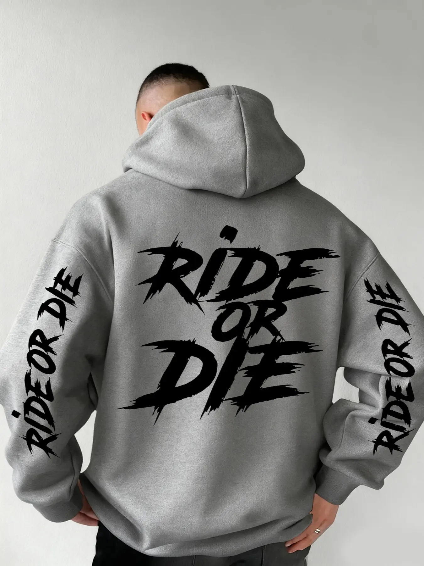New Men's Hooded Sweatshirt Long Sleeve Graphic 'ride' Print, Soft Stretch Knit Fabric, Standard Fit, Casual Daily Wear, Fun Style, Essential for Young Adults, Casual Hoodie, Hoodie Clothing Tops