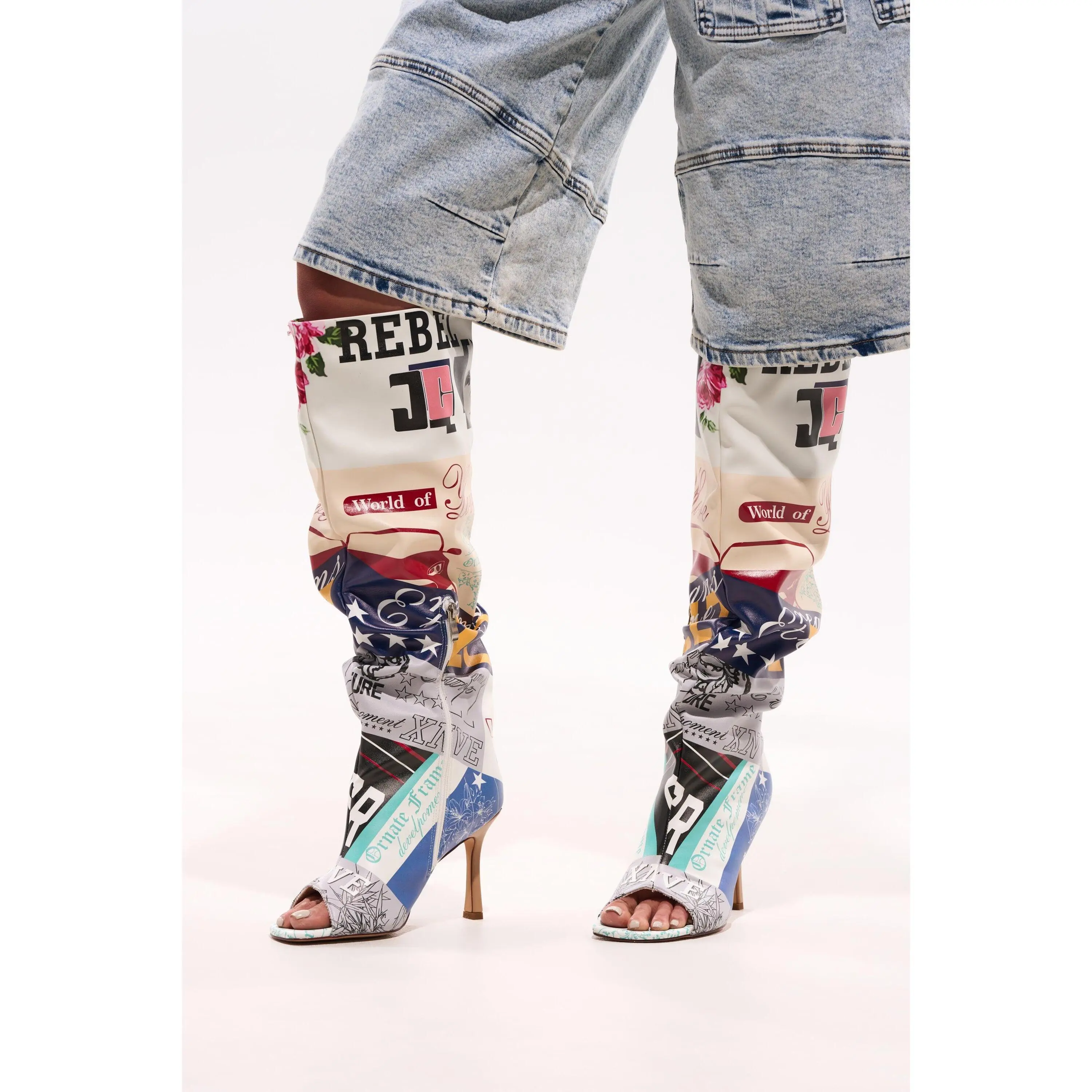 AZALEA WANG JALISA MULTI NOVELTY PRINTED OPEN TOE BOOT - TikTok Shop