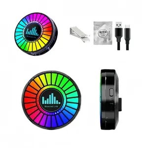Sound Activated RGB Car Interior LED Light, Music Rhythm Ambient Lighting with 8 Modes, Magnetic Type-C Rechargeable Light for Car, Gaming Setup, Bedroom