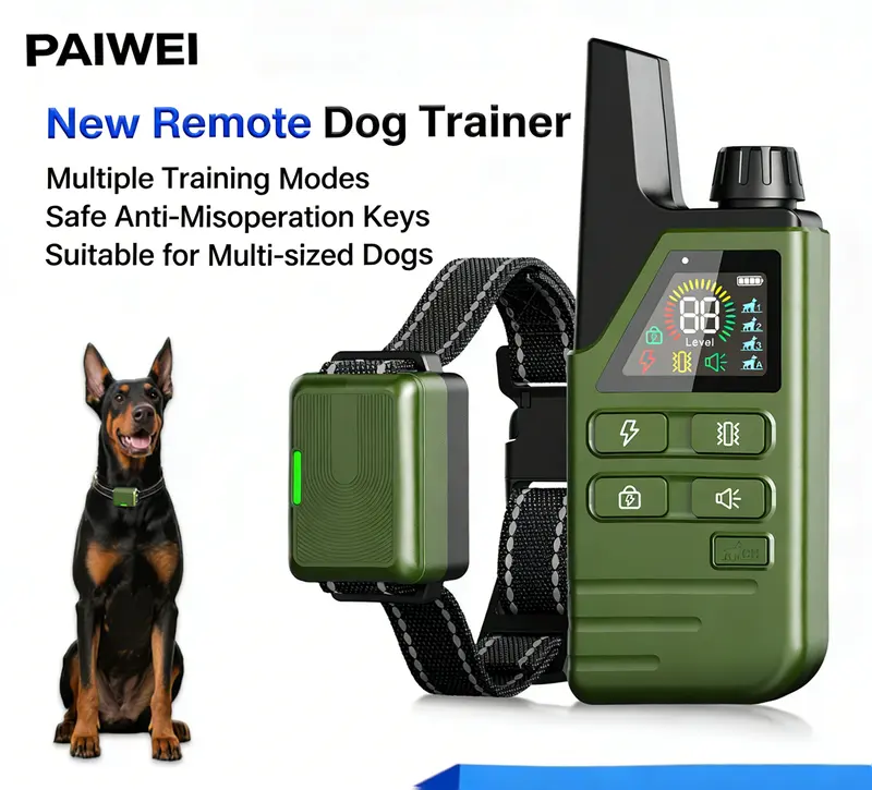 Upgraded Safety Dog Training Collar, 4,500 ft Range, Behavior Training Aid, Remote Control, IPX8 Waterproof, Trains up to 3 Dogs Simultaneously, Rechargeable Outdoor Electronic Collar DT61