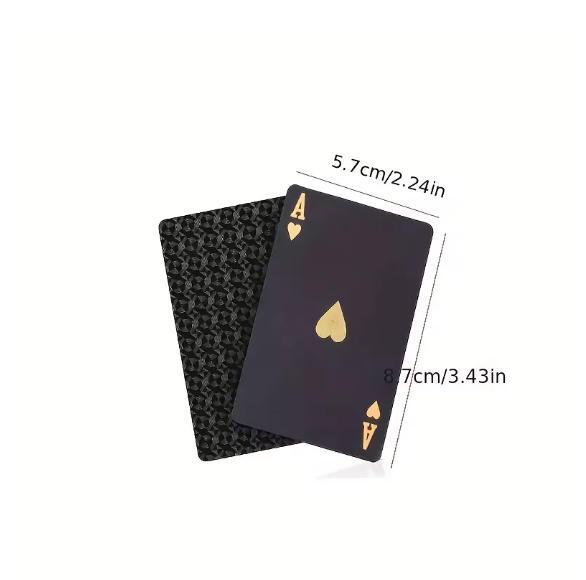 Premium Waterproof Plastic PET Poker Cards - Perfect For Family Game Nights & Parties (Black & Golden）Christmas Gift Christmas