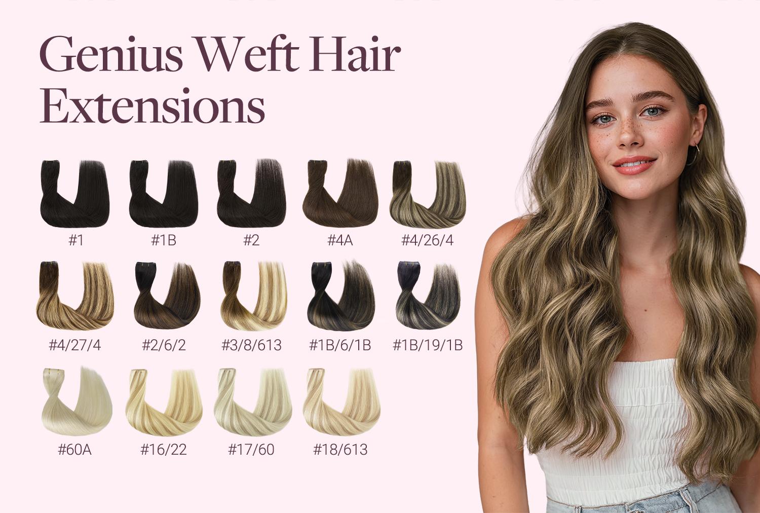 GOO GOO Genius Weft Hair Extensions Human Hair ,  14-24 Inch Sew In Remy  Human Hair for Natural Look & Volume, Reusable & Straight Hair for Women