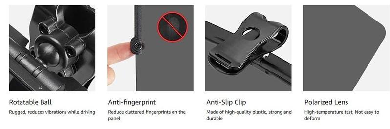 Joytutus Universal Anti-Glare Polarized Sun Visor Extender UV400 Protection for Car Windshield Sunshade Quick Installation 12.6" x 5" Block Light Barrier 1-Year Quality Support