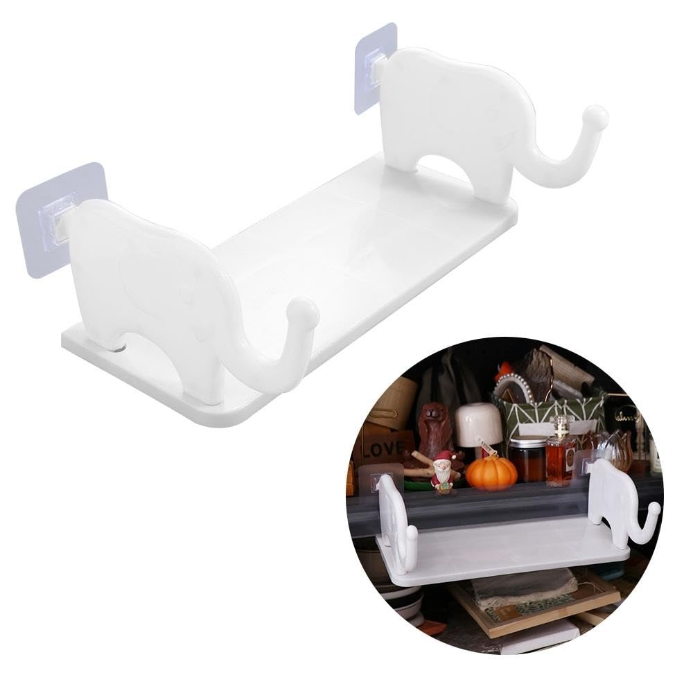1PCS Elephant Shaped Shelves,Multifunctional Storage Rack Elephant Storage Rack Hanging Storage Rack for Kitchen Room(White)