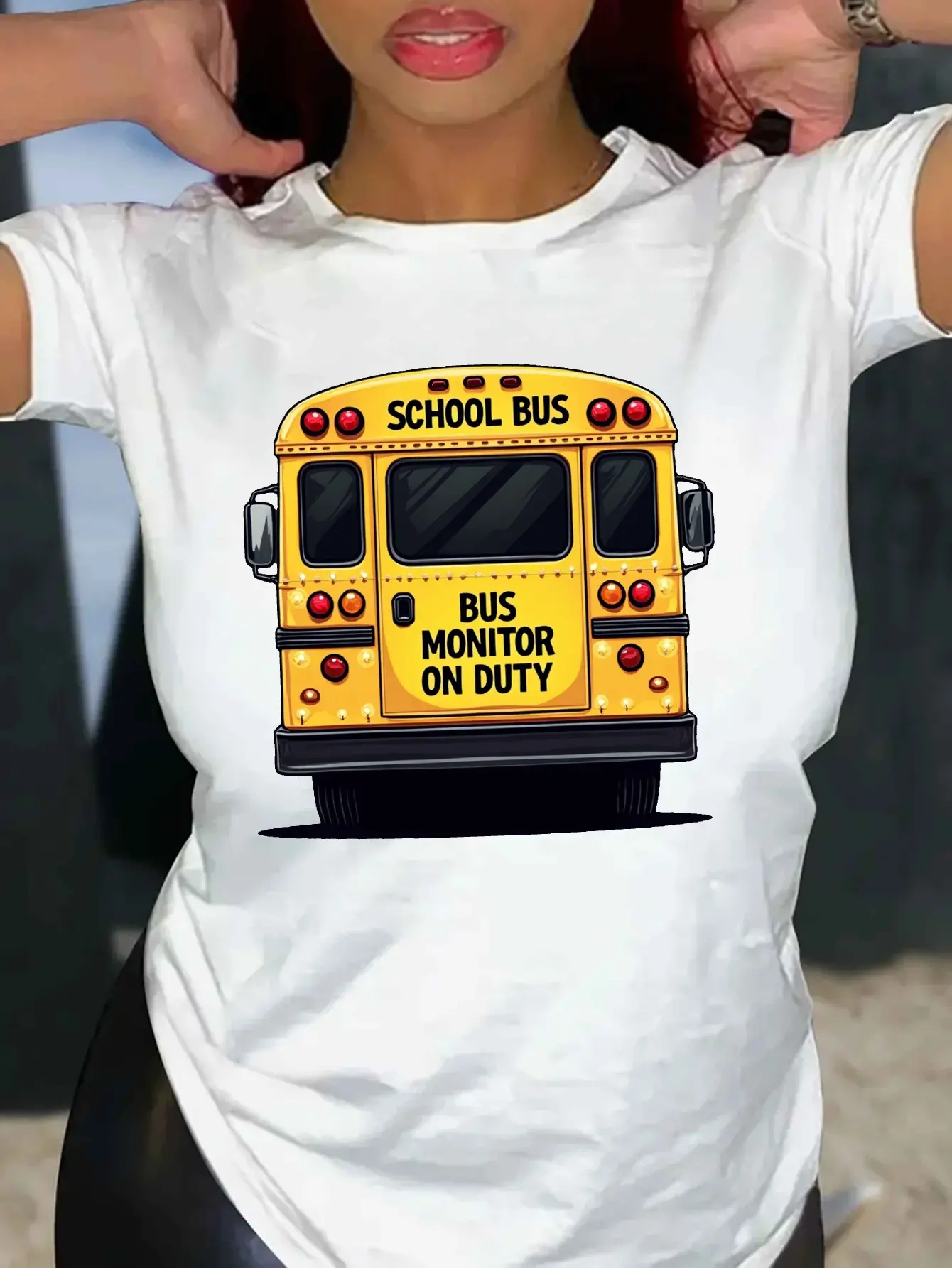 Women'S Clothing - School Bus Print T-Shirt - BUS unisex soft cotton short sleeve t shirt, vintage graphic casual tee for men women teens, perfect birthday holiday gift for camping travel gym daily street  wear