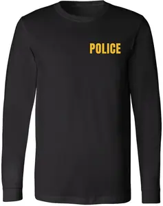 Police Long Sleeve T-Shirt - Law Enforcement & Security Agent Uniform - Cotton Blend Crewneck Tee
