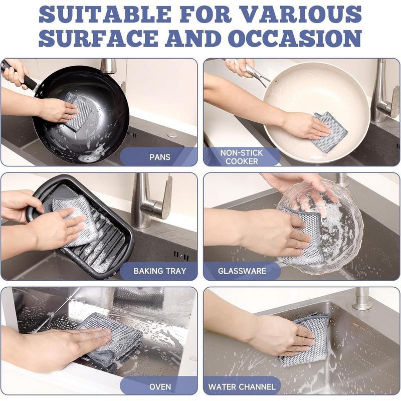 2025 Multipurpose Cleaning Cloth - Scratch-Free Wire Dishwashing Cloth for Wet and Dry Use, Double-Layer Wire Cleaning Cloth for Kitchen Wipes