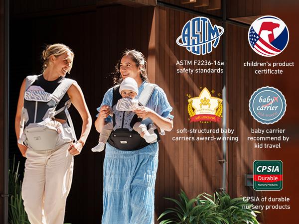 Baby Carrier, Safety-Certified 6-in-1 Baby Carrier Newborn to Toddler, Adjustable Detachable Infant Baby Hip Seat Carrier for 7-50lbs, All Seasons, Perfect for Shopping Travelling./bck01