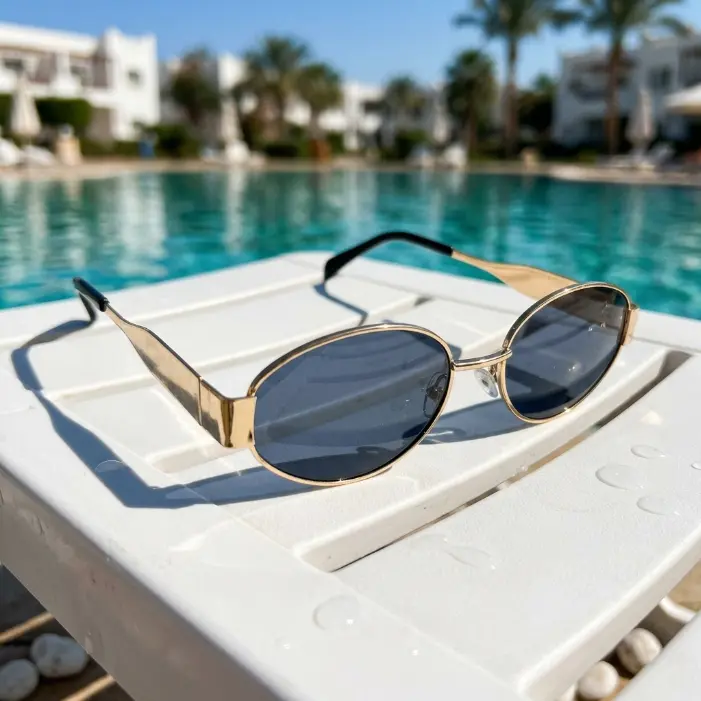 EUNOIALENS Unisex Classic Oval Simple Shape Sunglasses - Metal Frame, UV Protection, Fashion Eyewear for Daily, Beach Use