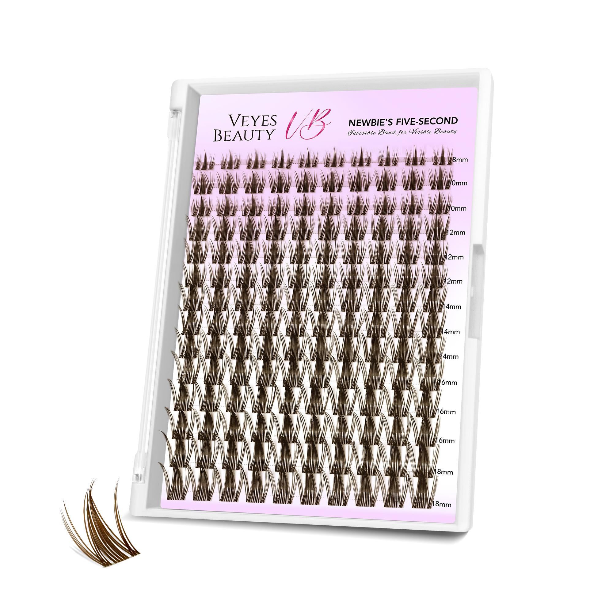 VEYESBEAUTY Brown Manga Lashes Invisible Dramatic Volume Cluster Lashes Individual Lash Extensions Layered Fluffy Eyelashes Lash DIY Makeup- Salon Daily