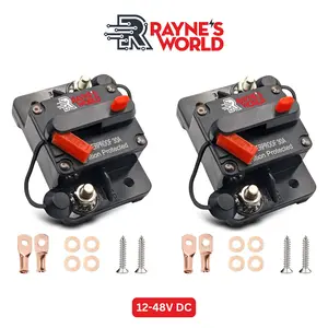Rayne's World (2 Pack) 30-300 Amp 12V-48V DC Waterproof Circuit Breaker with Connection Kit - Car Stereo, RV, Solar Power, Automotive, Marine, Trolling Motor