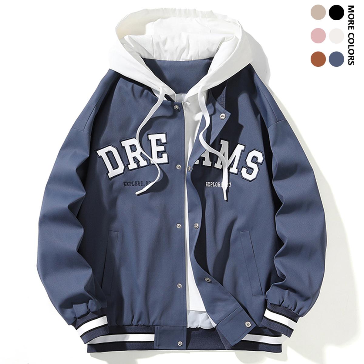 Men's Hooded Jacket - Loose Fit Street Style Coat - Button Front Closure - Non-Stretch Fabric - Urban Casual Jacket, Fashionable Designer