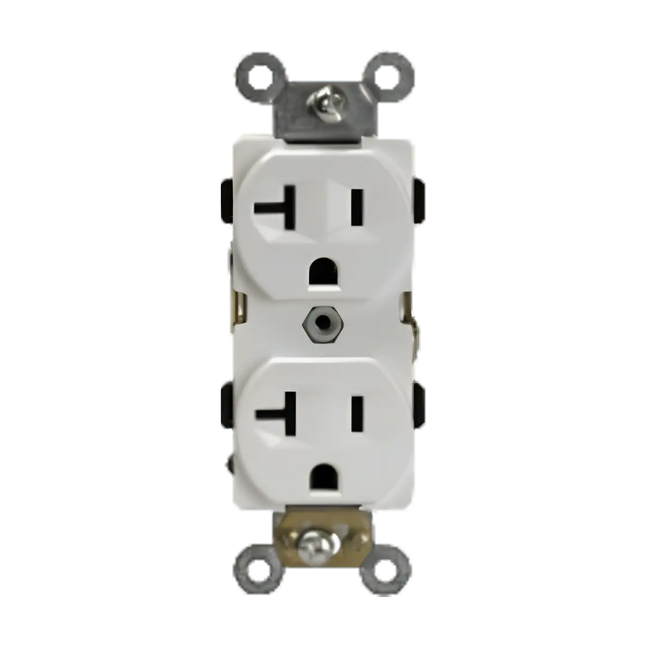 Enerlites Industrial Grade Heavy Duty Double 20A 5-20R Duplex Receptacle - 20A 125V Ready Wall Plug, Polycarbonate Thermoplastic, Self-Grounding Brass Ground Strap, Back Wired Indoor Socket, Fits 10AWG-14AWG Wires, Home Improvement Accessory, High Power S