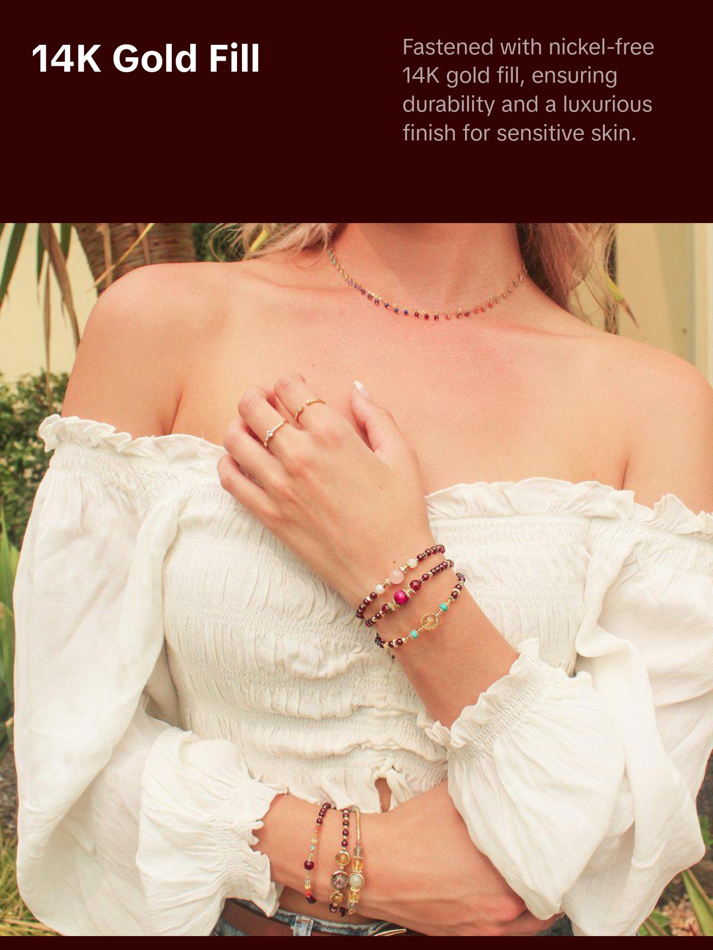 Rosebud Bracelet | Made with Garnet, Jade, and Rose Quartz