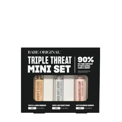 Triple Threat Mini Set, Includes Essential Lash Serum 1ml, Enhancing Lash Conditioner 1ml & Amplifying Brow Serum 1ml