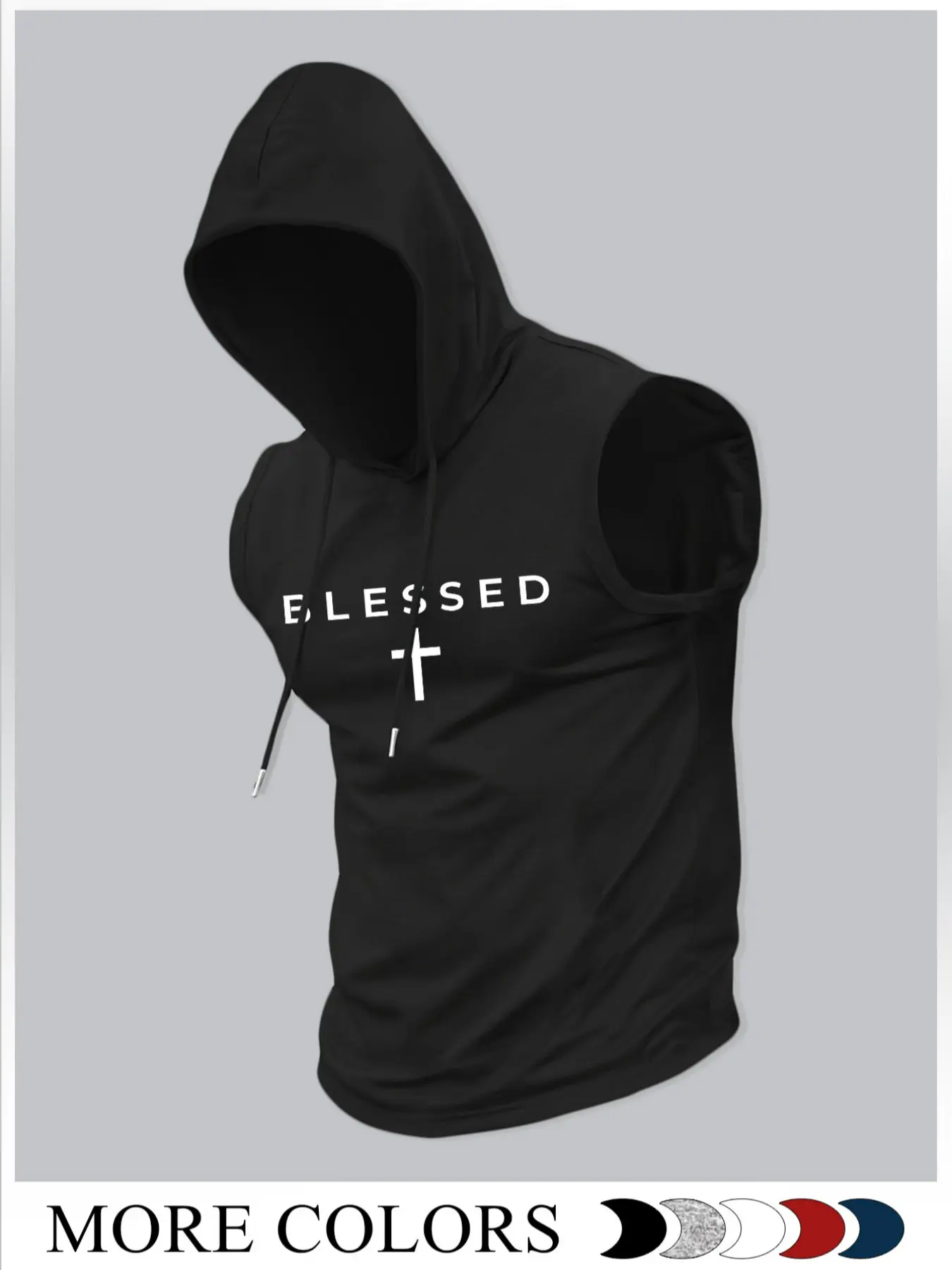 Men's Fashion Hooded Sports Vest, Sleeveless Sports Top, Sleeveless Gym Tops, Sleeveless Workout Vest, Casual Summer Wear, Casual Gym Vests, Moderate Fabric Thickness, Fitted Style, Ideal for Outdoor Activities