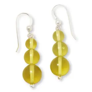 Mine Finds by Jay King Sterling Silver Green Amber Bead Drop Earrings