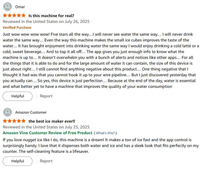 ecozy Nugget Ice Maker Dispenser, Real Sonic Ice, Smart 2-in-1 Pebble Ice Machine Countertop & Water Dispenser with App Control, Easy Self-Cleaning, Ultra-quiet, Auto Lighting, TDS Monitor, Measured Dispensing, 33Lbs/Day,  Christmas Gift, Holiday Gift