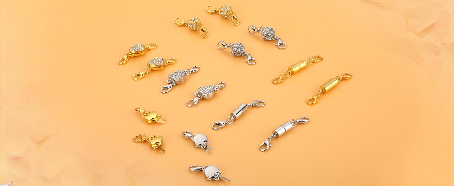12 Pack Magnetic Necklace Clasps and Closures Necklace Jewelry Extender with Strong Magnet Magnetic Gold and Silver Plating Gift Stainless Steel Charm 12 Pack Magnetic Necklace Clasps and Closures Necklace Jewelry Extender with Strong Magnet Magnetic Gold and Silver Plating Gift Stainless Steel Charm