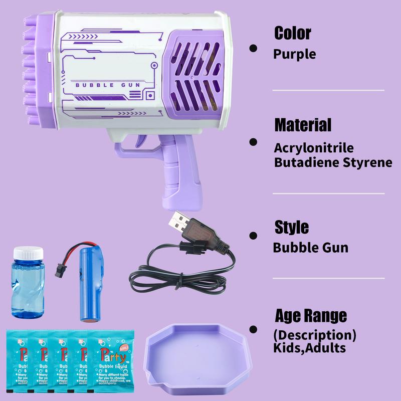 Bubble Machine with 69 Holes and Colorful Lights Bubble Maker Machine