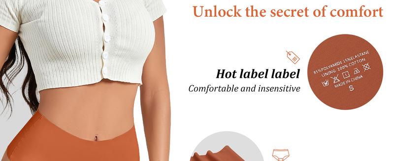 6 Pack Women's High-Waist Seamless  underwear No Show Soft Breathable Underwear Comfy Minimalist comfy Womenswear underwear women thong panties