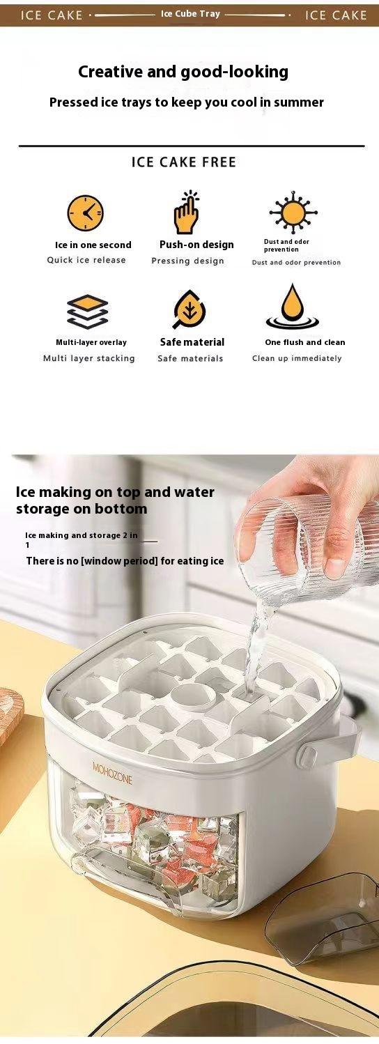 Press-type Convenient Outdoor Portable Ice Tray Large Capacity Ice Bucket 48 Extra-Large Ice Maker Food Grade Plastic Storage Tray Essential Kitchen Gadget