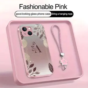 Suitable for [iPhone 14] high-end women's phone case🤩，a beautiful four-leaf clover lanyard is included🍀，a free four-leaf clover lanyard is included, with 26 letters of the alphabet to choose from and exquisite flower patterns 952