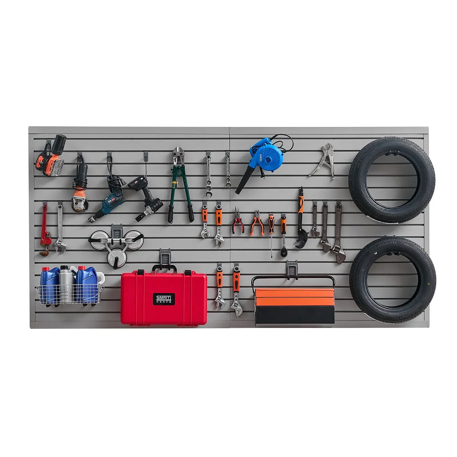 Second-Generation 8' x 4' Upgraded PVC Grey Garage Slatwall Panels - Modular Design for Flexible Storage, Garage Storage, Pvc Panels