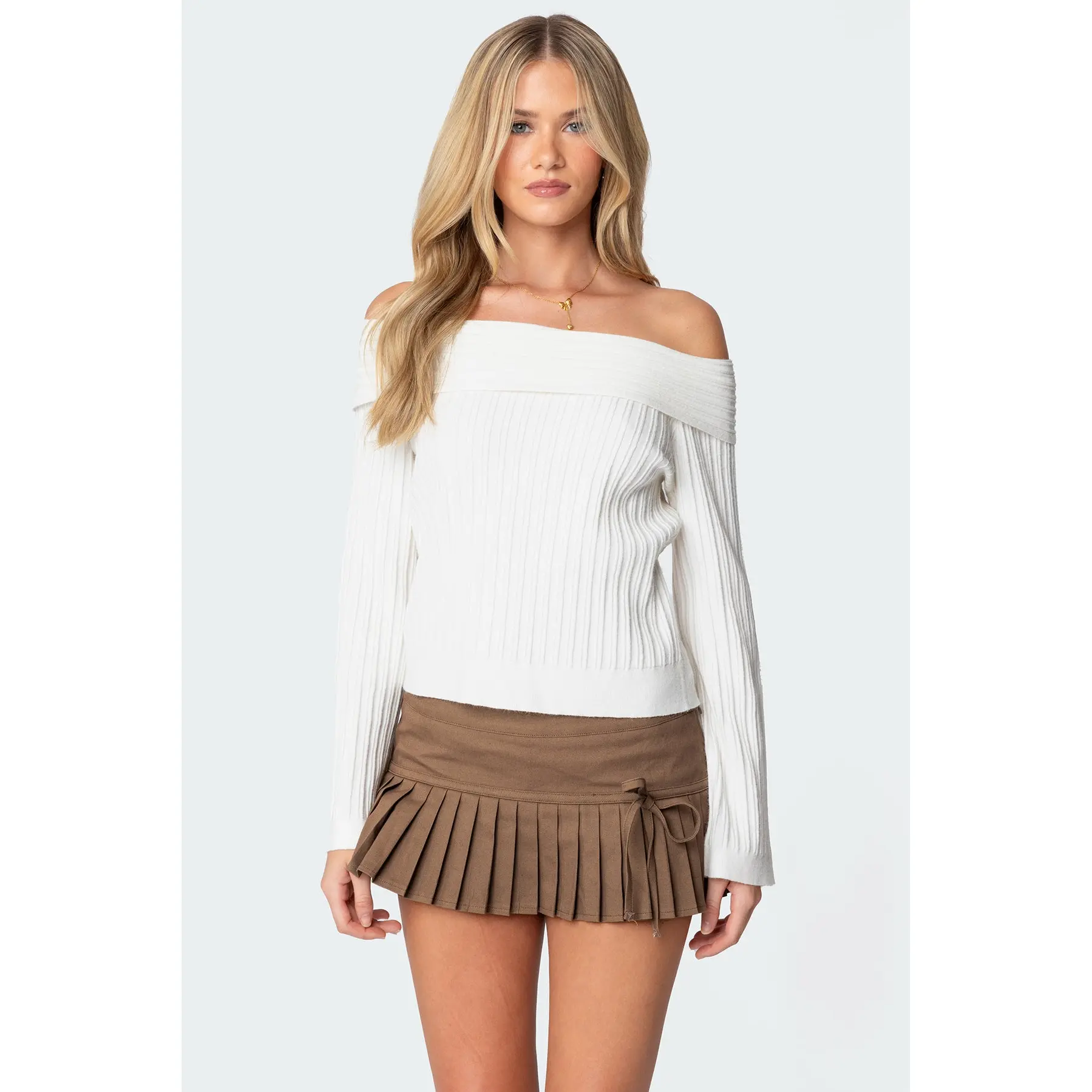 Brandy Fold Over Ribbed Sweater
