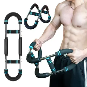 Arm Trainer , 60-120lb Adjustable Chest Workout Equipment, Men's Arm Strength Trainer, Portable Spring Resistance Power Twister Bar, for Home Workout Equipment Hand Grip Strengthener Multifunctional U-Shaped Arm Trainer blue handle Pedal detachable