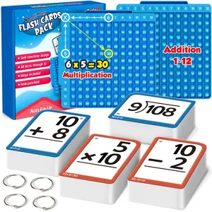 Math flashcards and math board set-includes multiplication flashcards, multiplication tables, and POP educational charts. A complete math teaching aid featuring addition and subtraction games. Perfect educational toys for children in grades 1–6.