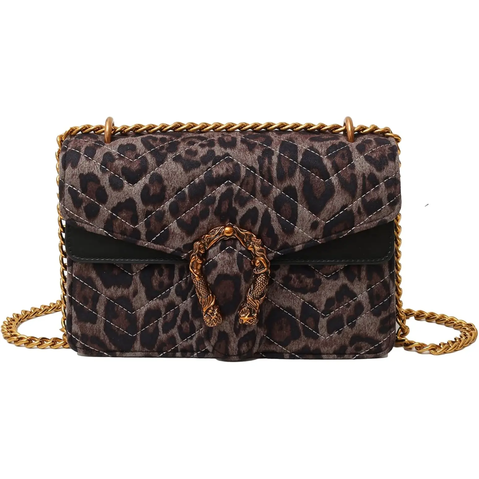 MYHOZEE Women's Animal Print Crossbody Bag - Artificial Leather Clutch with Metal Snakes Chain, Zip Pocket, Party Use Shoulder Bag for Evenings