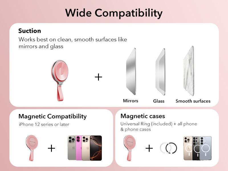 ESR MagSafe Suction Mount - Silicone Phone Grip for iPhone 17/16/15/14/13/12, Android, S25, TikTok, Video & Selfies, Hands-Free Mirror Phone Holder