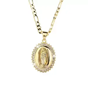 XINCY Elegant Guadalupe Virgin Mary pendant necklace with cubic zirconia, suitable for everyday wear and special occasions