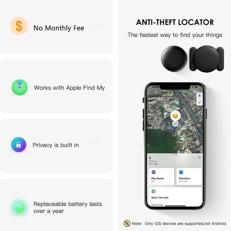 GPS Tracker for Car,Mini Trackers Device with Weatherproof Magnetic Case-No Monthly Fee-Best Hidden GPS Trackers,Global Coverage Location Tracker,Anti-lost Device,Works with Apple Find My (iOS Only) For iPhone