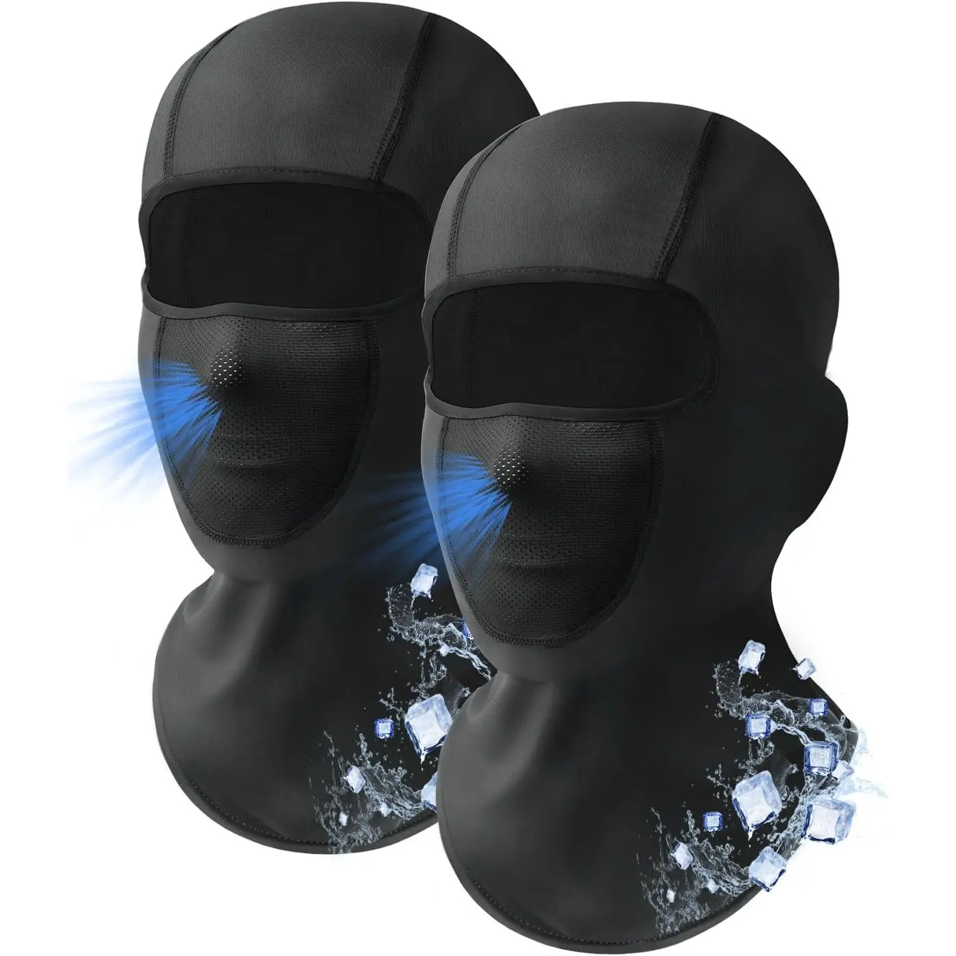 Unisex 2-Pack Windproof Face Mask - Cooling Ice Silk, UPF 50+ Sun Protection Hood, Breathable Balaclava Helmet Liner for Riding