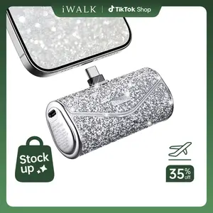 iWALK Sparkly Portable Charger 22.5W 5000mAh Power Bank for iPhone 17/16/15 & Samsung S25/24/23 Compact USB-C Connector Battery Pack Cable Fast Chargeable Smartphone Travel Gadget - Travel Gadgets, Charging