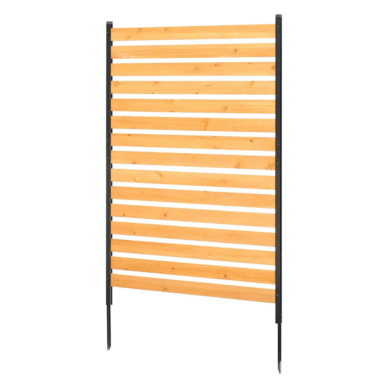 【Summerfinds】VEVOR Rectangular Solid Wood Slatted Privacy Fence, 39" W x 61" L Wooden Panel Air Conditioner Screen with Metal Stakes, Easy DIY Single-Person Assembly, Garden Patio Decoration for Item Concealment, Wooden Panels, Easy Setup
