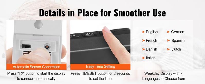 VEVOR Weather Station Indoor Outdoor, Various specifications, 7.5 in Large Color Display, Wireless Digital Home Weather Station, with Sensor Atomic Clock Adjustable Backlight Forecast Data Calendar Alarm Alert Temperature VEVOR Weather Station Indoor Outdoor, Various specifications, 7.5 in Large Color Display, Wireless Digital Home Weather Station, with Sensor Atomic Clock Adjustable Backlight Forecast Data Calendar Alarm Alert Temperature