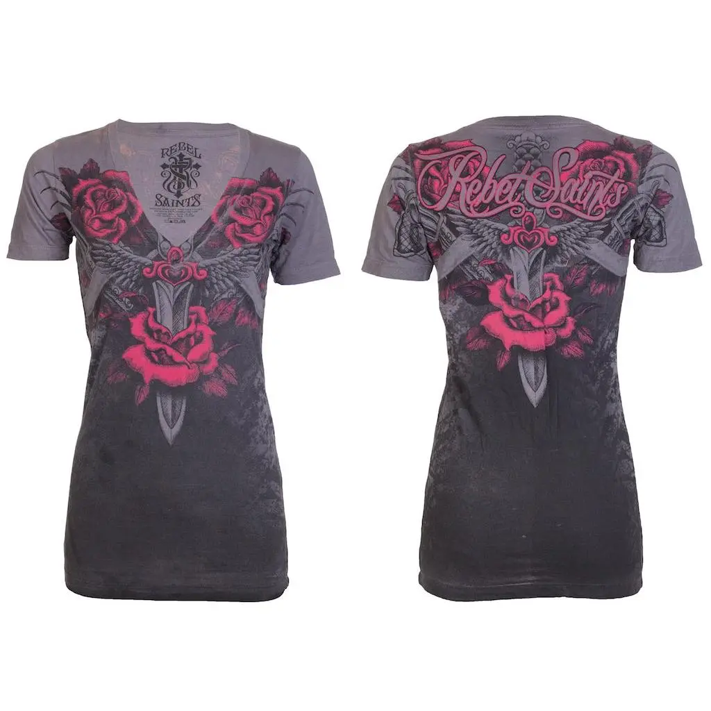 Rebel Saint by Affliction Women's T-shirt Double Shot