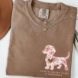 Comfort Colors Dachshund Shirt, Floral Doxie Mom Shirt, Cute Doxie T-Shirt, Doxie Mama Shirt, Dog Mama Gift For Dog Owner