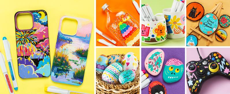 Ohuhu Acrylic Brush Tip Paint Markers 24 Pack/ 48 pack Vibrant Colors with Flexible Brush Tips High-Opacity Waterproof Lightfast Pens for Rock Wood Glass & More