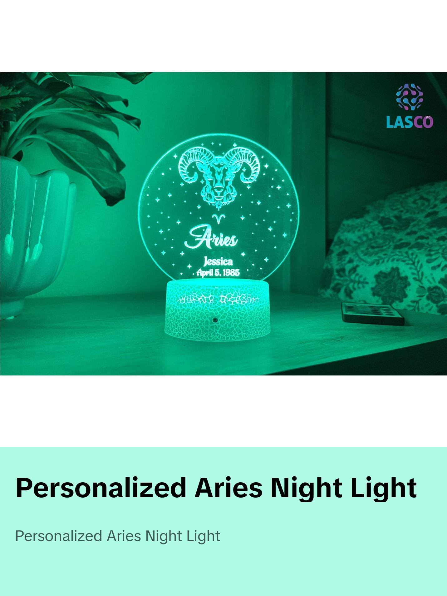 Aries Zodiac Sign Personalized Acrylic Night Light