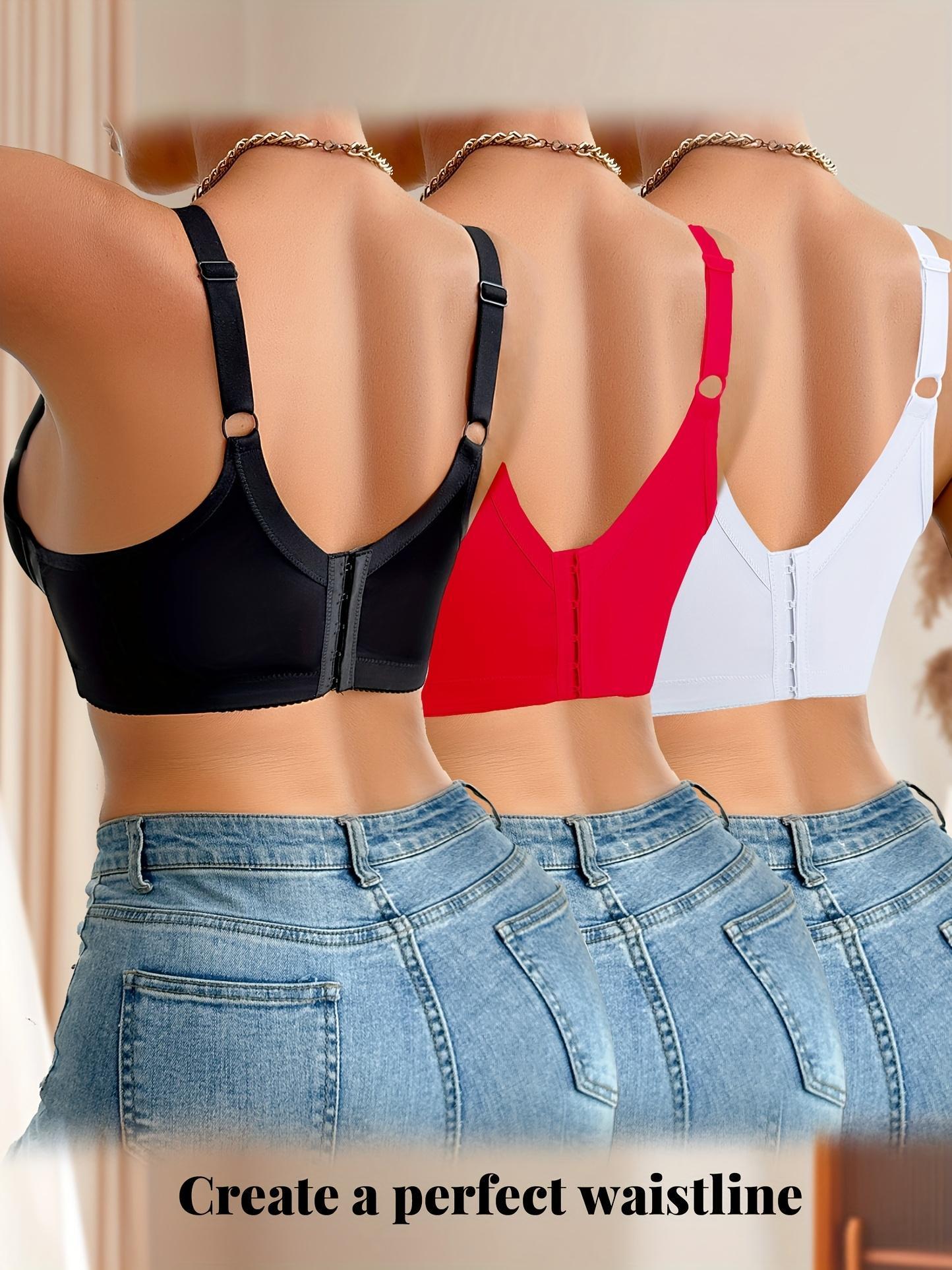 Mimilemon Elegant Lace Bra Set 3PC Black White Red Push Bras with Non-Removable Padded Cups Underwire for Support Breathable Fabric All-Day Comfort Women's Wear Elegance Basic Minimalist Womenswear Classy Fit Black+White+Red Style Everyday Everyday