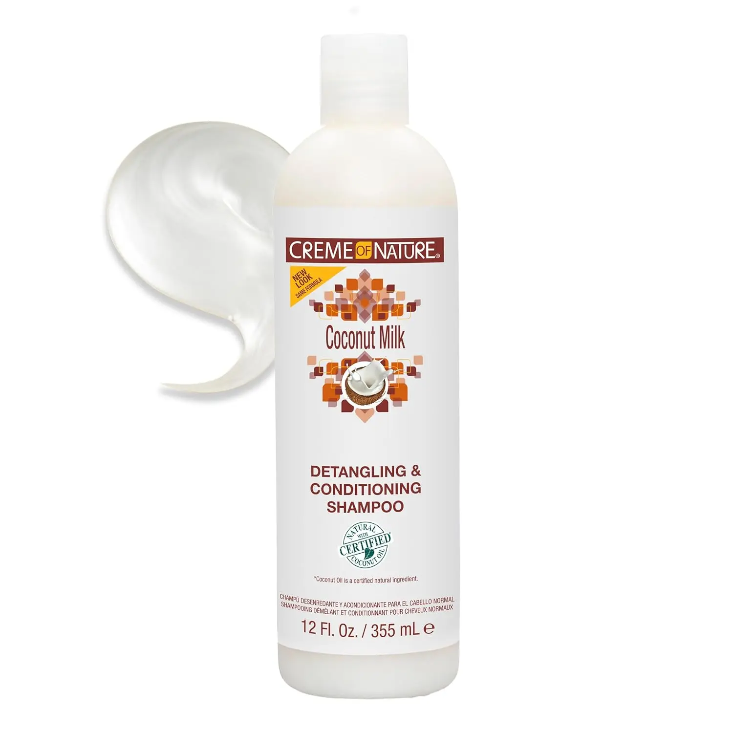 Creme of Nature Coconut Milk Detangling Shampoo - Gentle Normal Hair Care Cleanser with Conditioning Hydrate Shine, Hair Nourishment Benefits, 12 oz